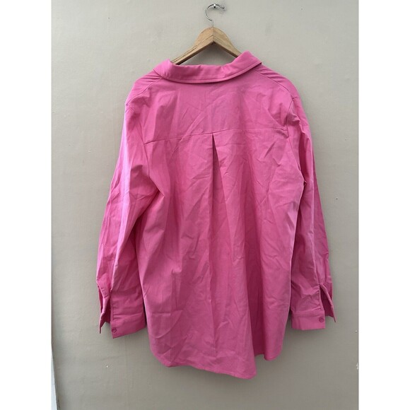 PrettyLittleThing Womens Oversized Linen Look Shirt Size 16 NWT Pink Barbiecore - Picture 3 of 7